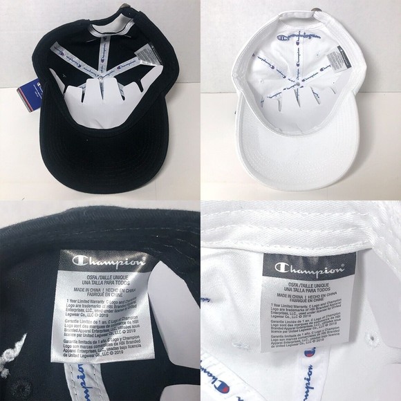 Lot of Two (2) Women's OSFA Champion Baseball Cap Hats, (1) Black, (1) White - Picture 4 of 4